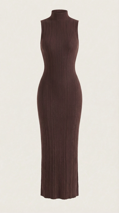 SONIA | VESTIDO MIDI AJUSTADO CON CUELLO ALTO