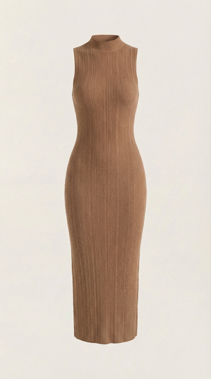 SONIA | VESTIDO MIDI AJUSTADO CON CUELLO ALTO