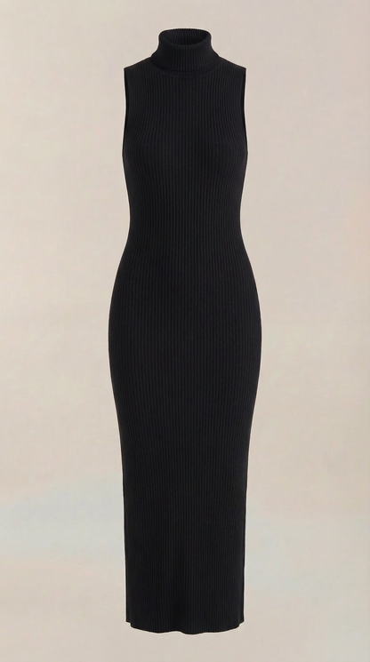SONIA | VESTIDO MIDI AJUSTADO CON CUELLO ALTO