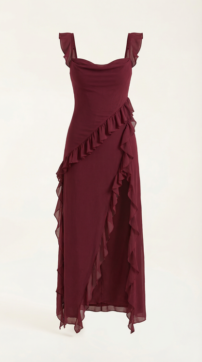 SUSAN | VESTIDO LARGO CON VOLANTES