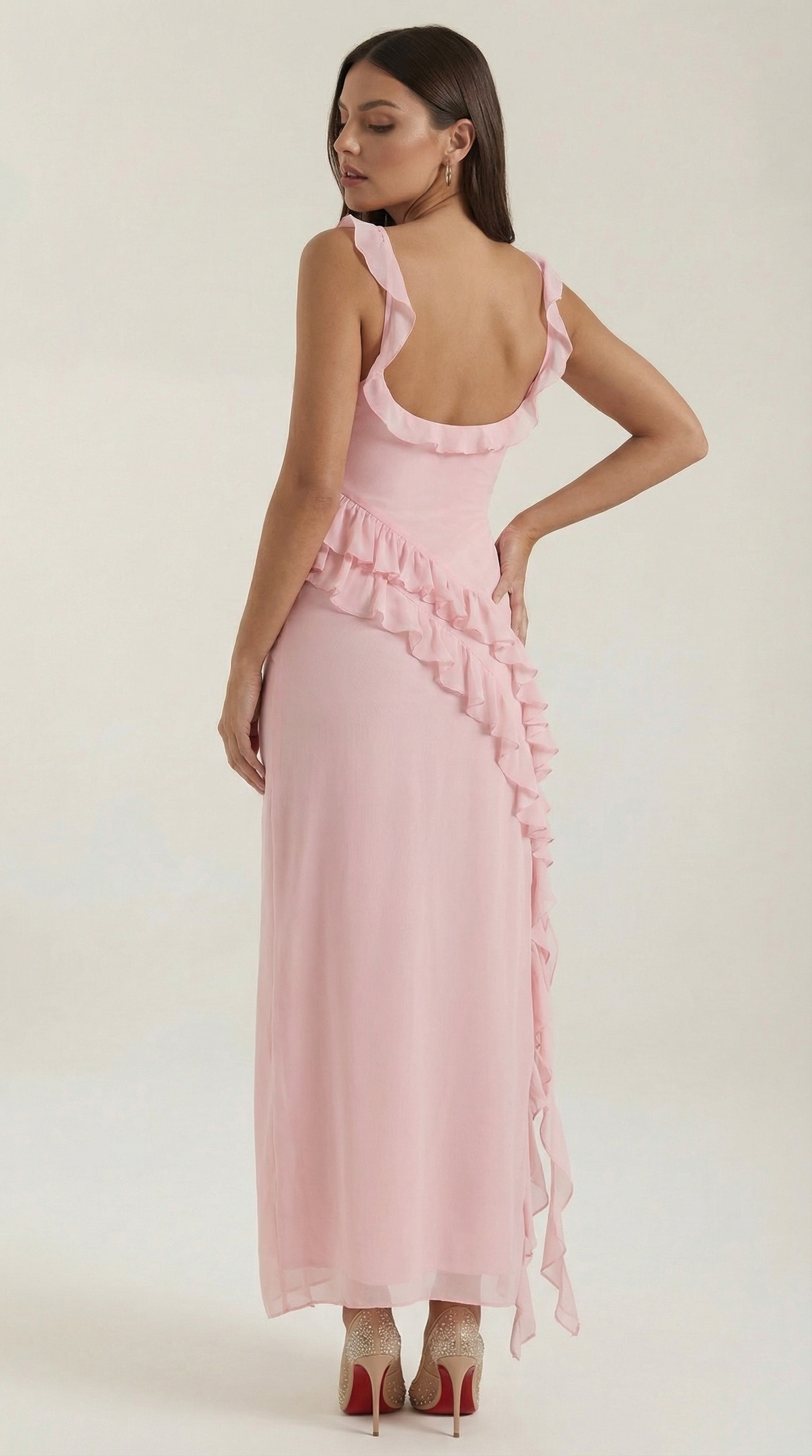 SUSAN | VESTIDO LARGO CON VOLANTES