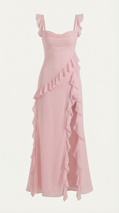 SUSAN | VESTIDO LARGO CON VOLANTES