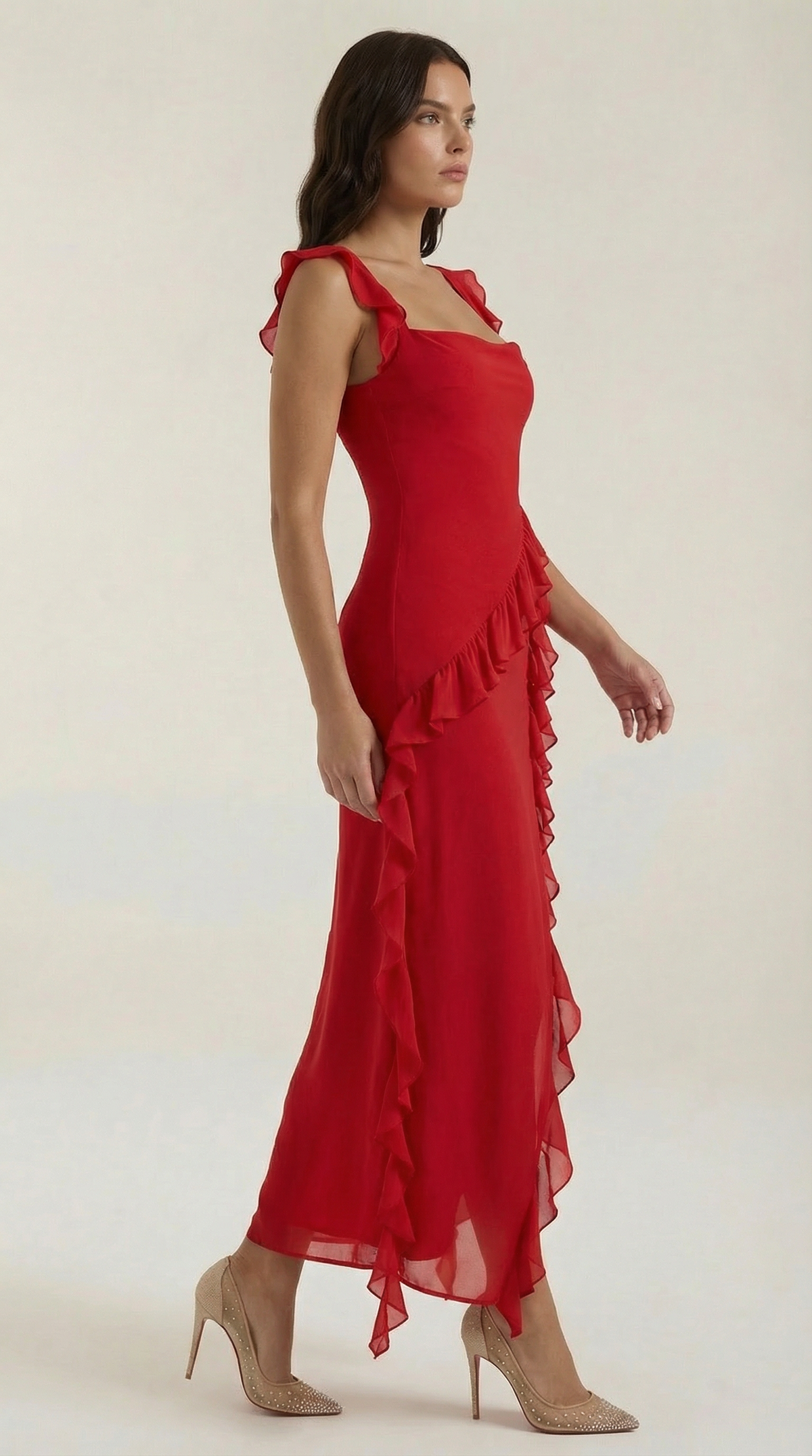 SUSAN | VESTIDO LARGO CON VOLANTES