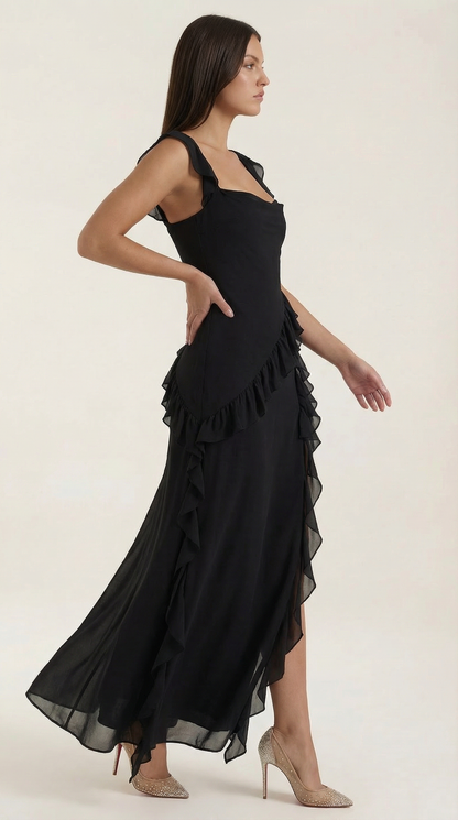 SUSAN | VESTIDO LARGO CON VOLANTES