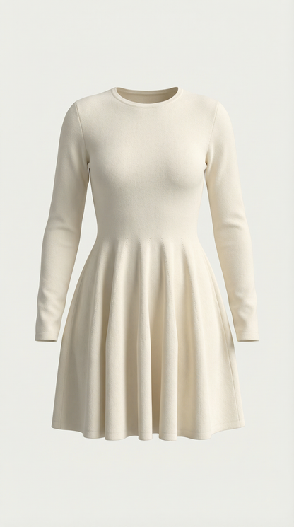 TIFFANY | VESTIDO CORTO DE MANGA LARGA CON PLIEGUES