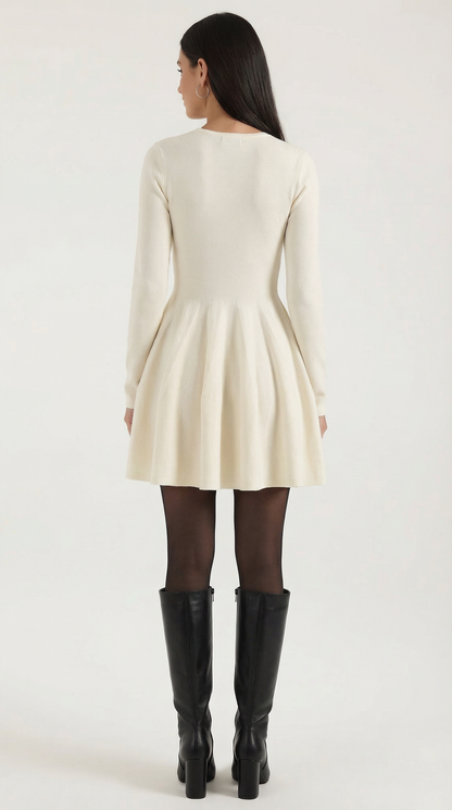 TIFFANY | VESTIDO CORTO DE MANGA LARGA CON PLIEGUES