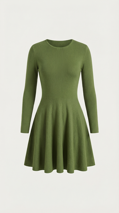 TIFFANY | VESTIDO CORTO DE MANGA LARGA CON PLIEGUES