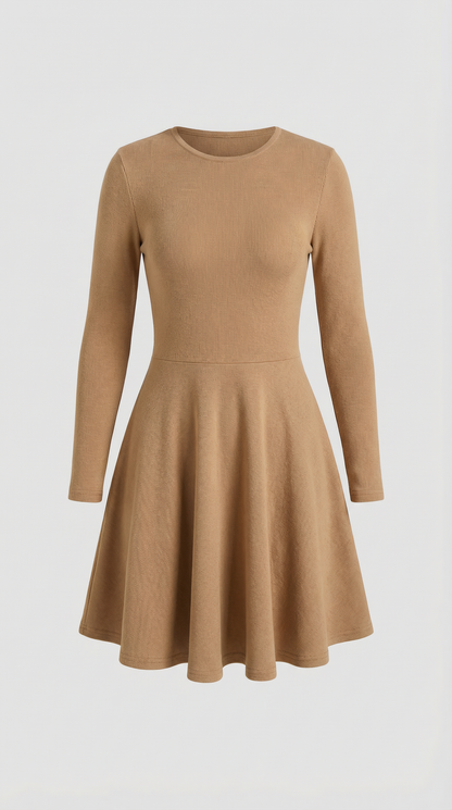 TIFFANY | VESTIDO CORTO DE MANGA LARGA CON PLIEGUES