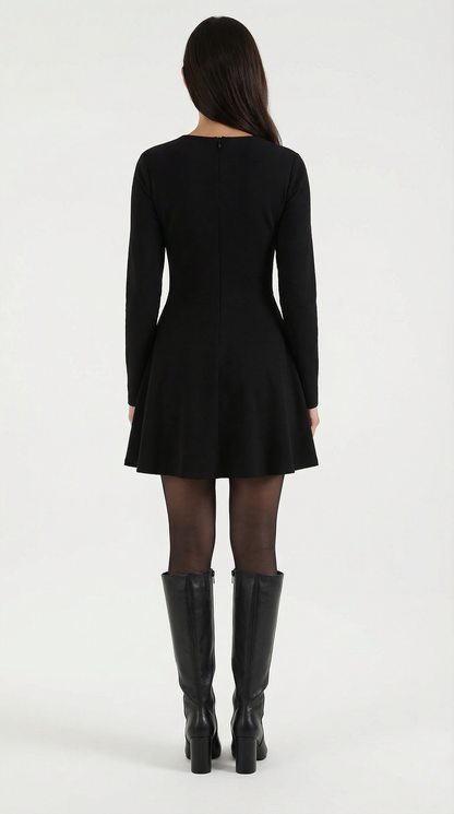 TIFFANY | VESTIDO CORTO DE MANGA LARGA CON PLIEGUES