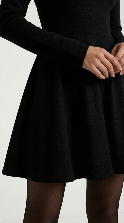 TIFFANY | VESTIDO CORTO DE MANGA LARGA CON PLIEGUES
