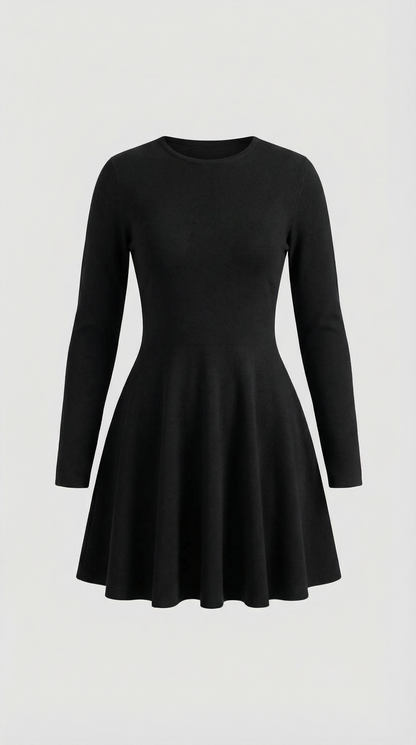 TIFFANY | VESTIDO CORTO DE MANGA LARGA CON PLIEGUES