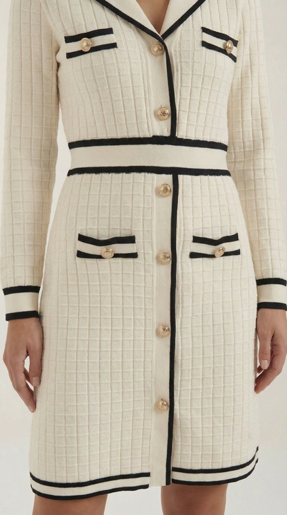 TRACY | ELEGANTE VESTIDO DE PUNTO CON RIBETES EN CONTRASTE