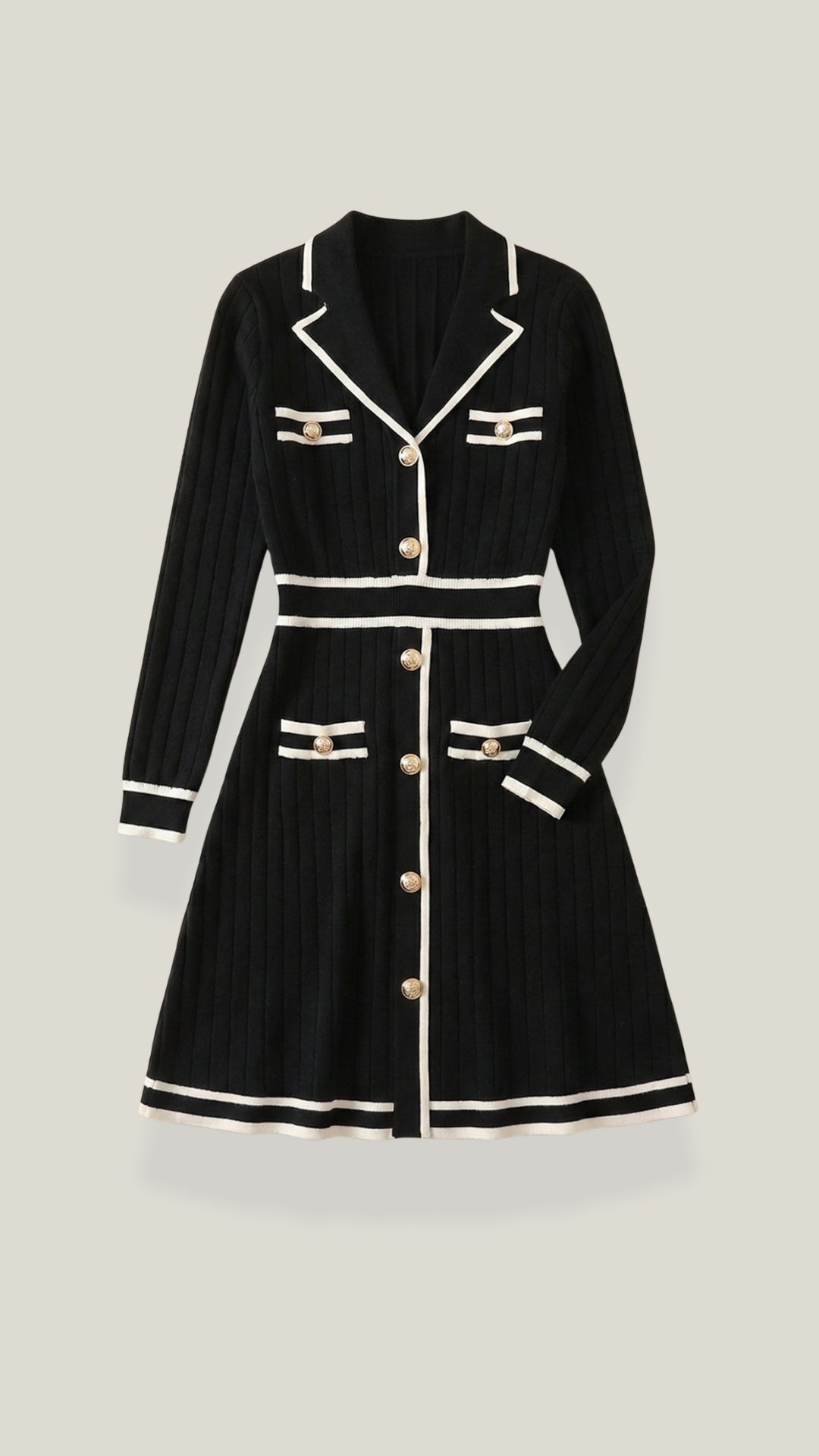 TRACY | ELEGANTE VESTIDO DE PUNTO CON RIBETES EN CONTRASTE