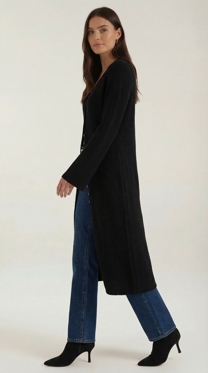 MARINA | CÁRDIGAN MAXI DE PUNTO CON ESCOTE EN V
