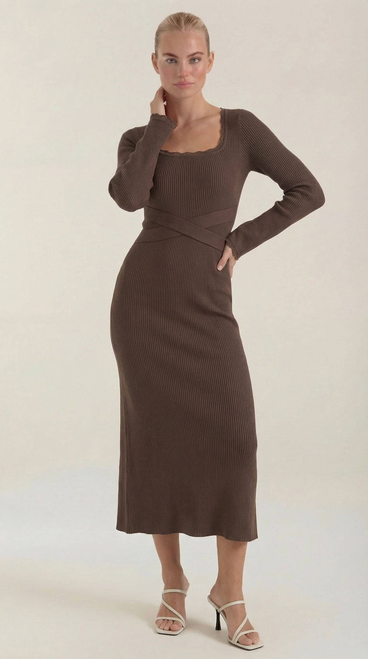 WILMA | VESTIDO LARGO DE PUNTO A RAYAS