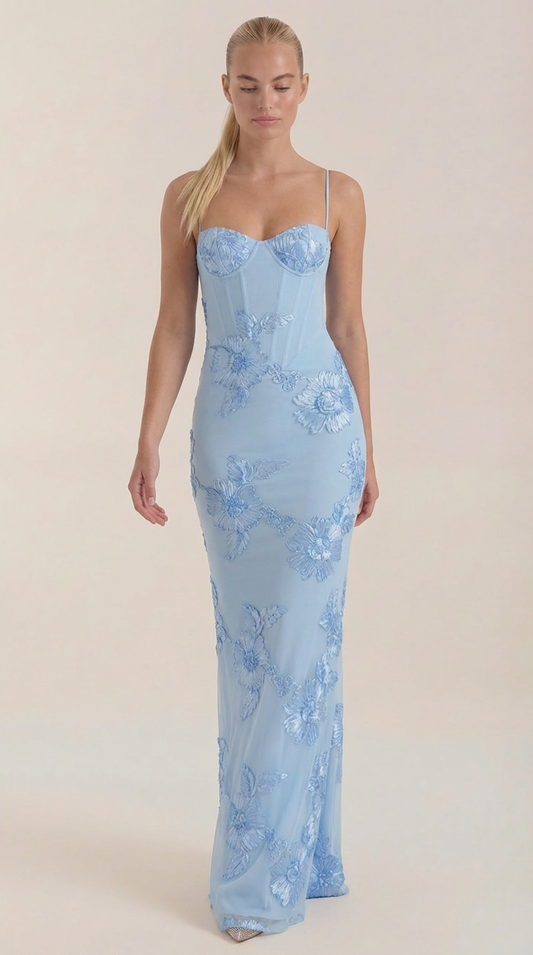 CHANTAL | VESTIDO LARGO FLORAL CON CORSET