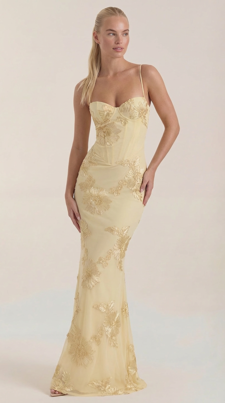 CHANTAL | VESTIDO LARGO FLORAL CON CORSET