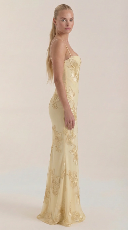 CHANTAL | VESTIDO LARGO FLORAL CON CORSET