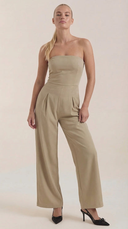 ELIZA | MONO SIN TIRANTES CON PANTALÓN DE PIERNA ANCHA