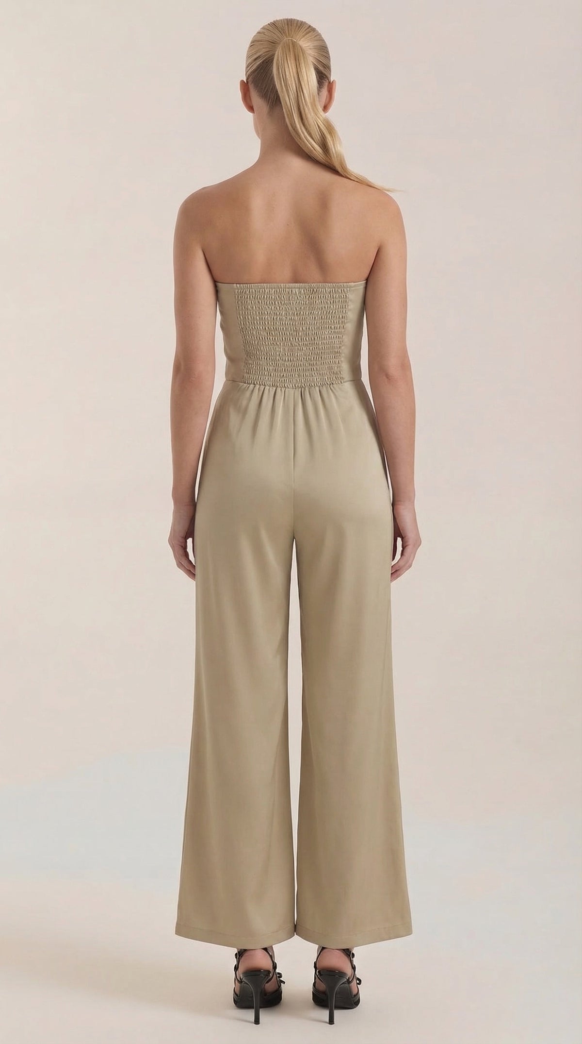 ELIZA | MONO SIN TIRANTES CON PANTALÓN DE PIERNA ANCHA