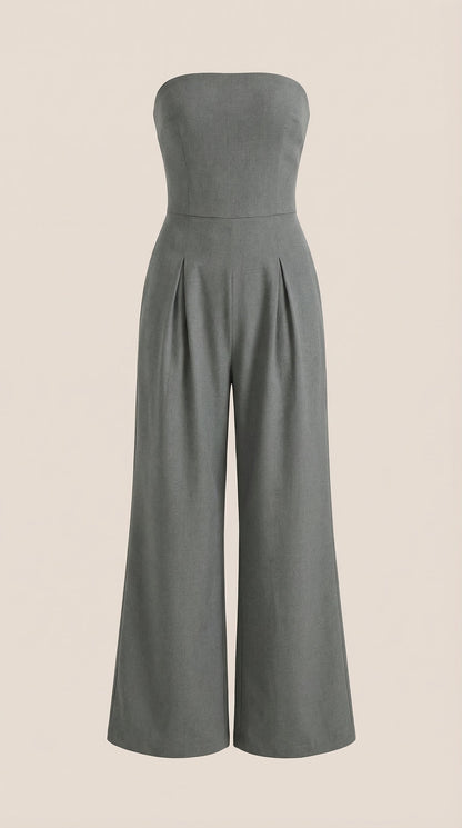 ELIZA | MONO SIN TIRANTES CON PANTALÓN DE PIERNA ANCHA