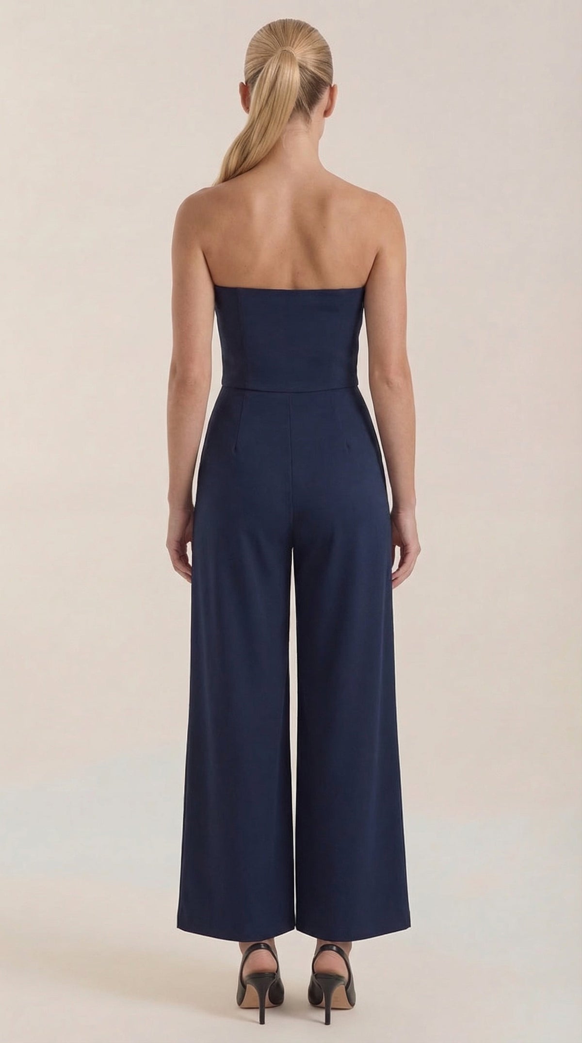 ELIZA | MONO SIN TIRANTES CON PANTALÓN DE PIERNA ANCHA