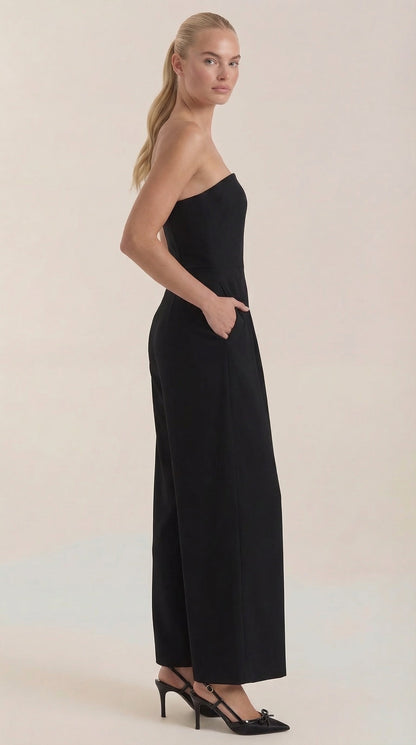 ELIZA | MONO SIN TIRANTES CON PANTALÓN DE PIERNA ANCHA
