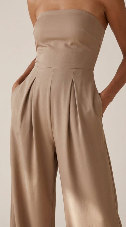 ELIZA | MONO SIN TIRANTES CON PANTALÓN DE PIERNA ANCHA