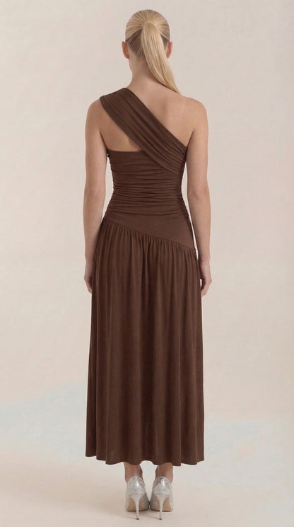 ENID | VESTIDO LARGO ASIMÉTRICO DE UN SOLO HOMBRO