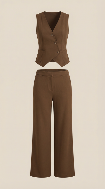 ELISE | TRAJE ELEGANTE DE DOS PIEZAS CON ESCOTE EN V PARA MUJER