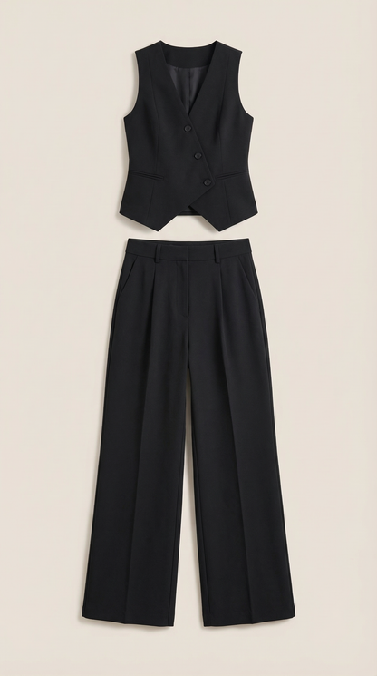 ELISE | TRAJE ELEGANTE DE DOS PIEZAS CON ESCOTE EN V PARA MUJER