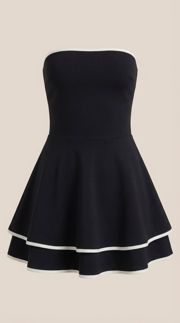 GRETA | VESTIDO CORTO CON DETALLES EN CONTRASTE