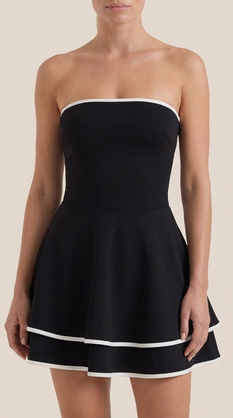 GRETA | VESTIDO CORTO CON DETALLES EN CONTRASTE