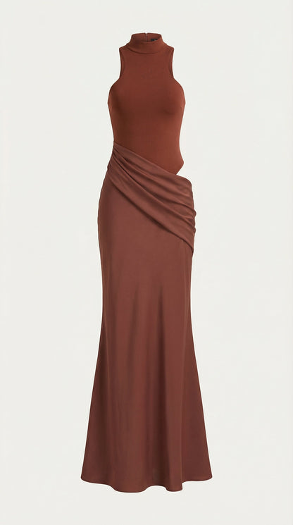 HESTER | VESTIDO LARGO CON CUELLO ALTO