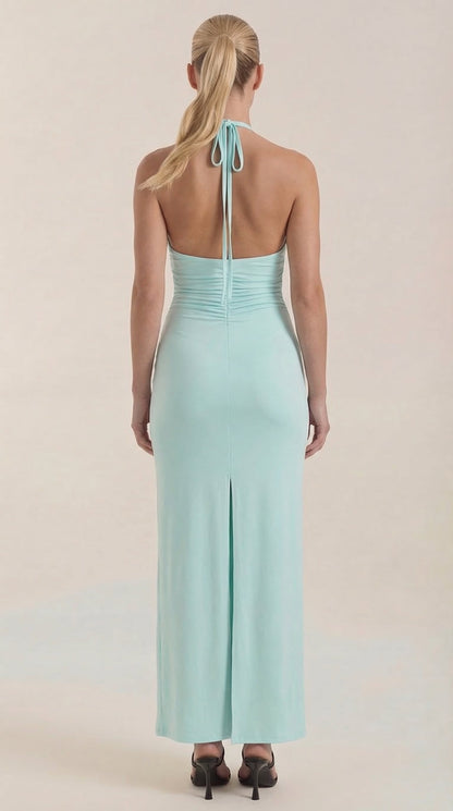 PAULETTE | VESTIDO LARGO CON CUELLO HALTER