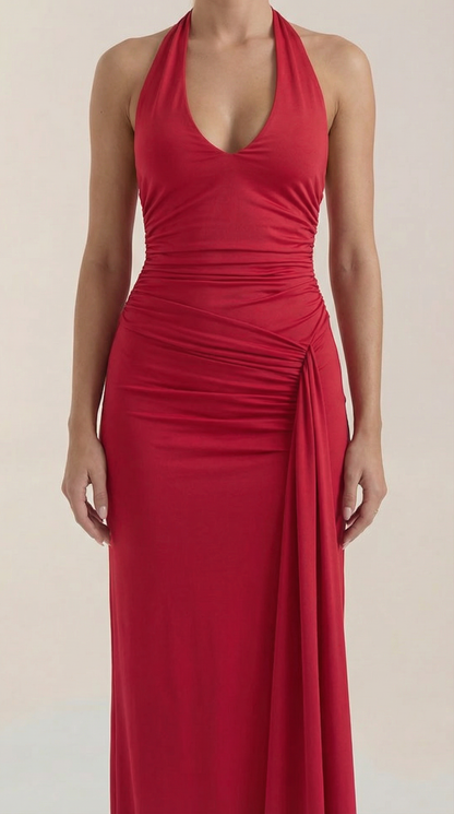 PAULETTE | VESTIDO LARGO CON CUELLO HALTER