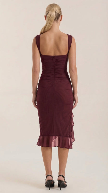 RAMONA | VESTIDO MIDI CON DETALLES DE VOLANTES