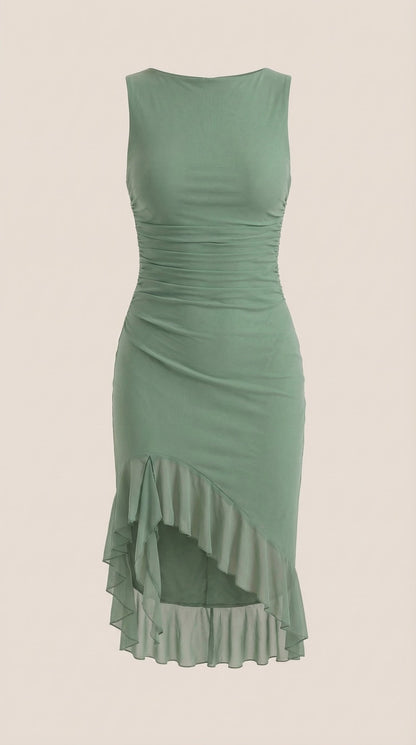 RAMONA | VESTIDO MIDI CON DETALLES DE VOLANTES