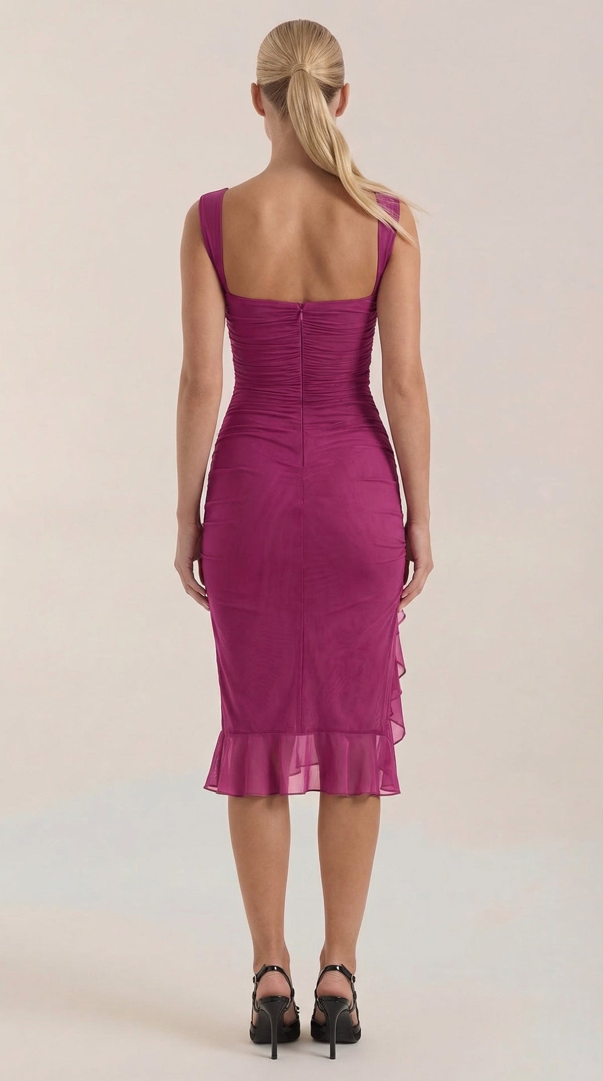RAMONA | VESTIDO MIDI CON DETALLES DE VOLANTES