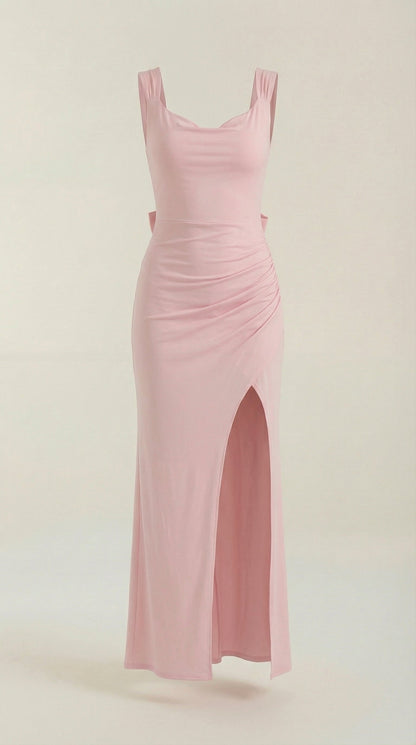 RHODA | VESTIDO LARGO CON DETALLES FRUNCIDOS