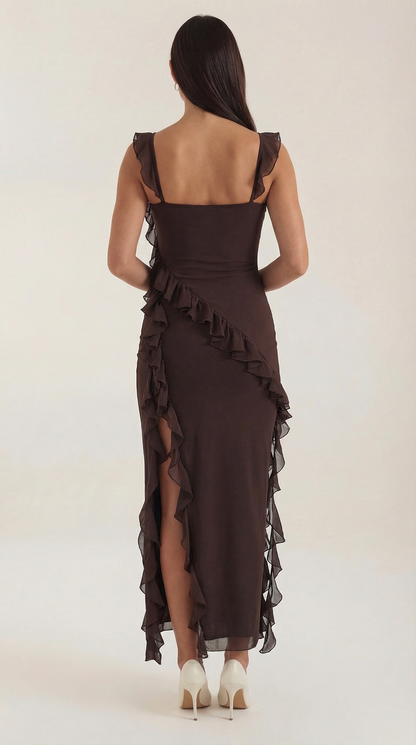 SUSAN | VESTIDO LARGO CON VOLANTES